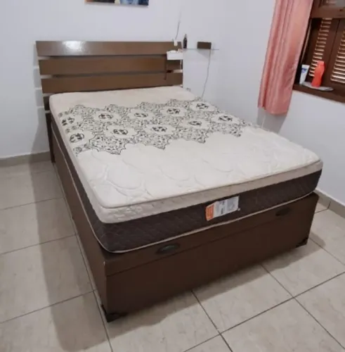 Cama Box Casal Baú Colchão e Cabeceira