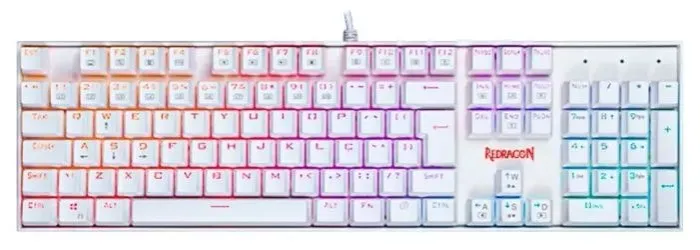 Teclado Mecânico Gamer Redragon Mitra, RGB, Switch Outemu Blue, ABNT2, Branco - K551W-RGB