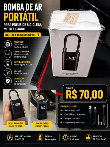 Bomba de Ar Portátil Digital