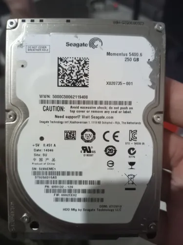 Hd com defeito Seagate 250gb veio no meu xbox