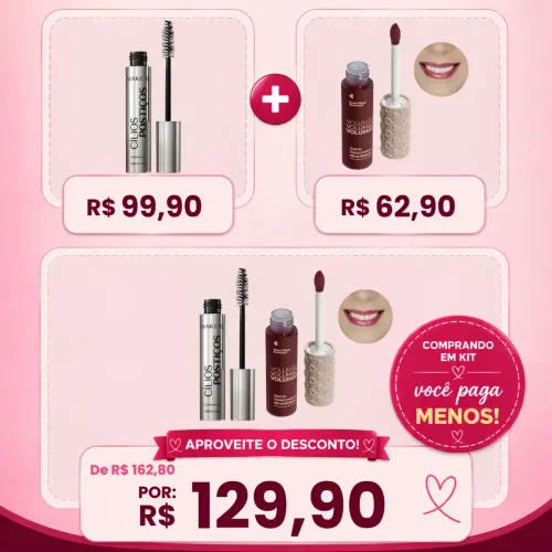 Kit Make Volume (máscara de cílios + gloss)