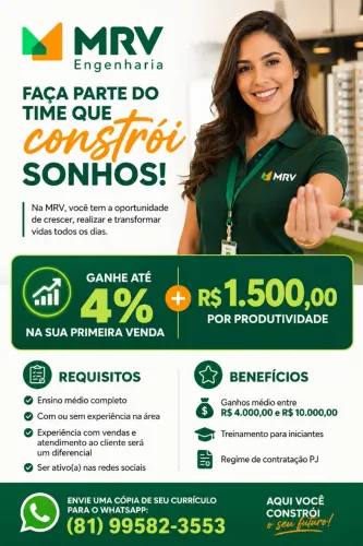 3 vagas para o time de vendas