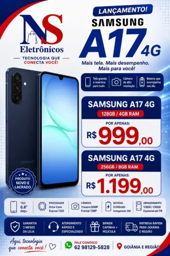 Smartphone Samsung Galaxy A17 4G 256GB 8GB RAM Preto Lacrado Garantia