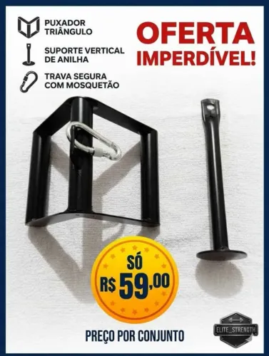Kit Agachamento Sumô Com Puxador Triângulo E Suporte De Anilhas