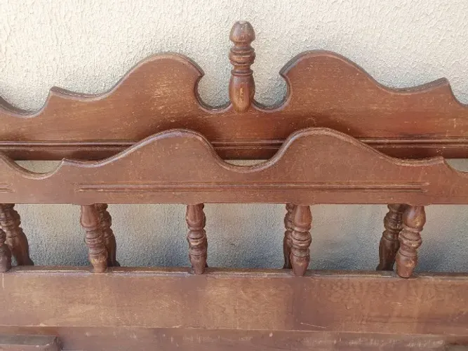 Cama Antiga Casal Madeira Lei Maciça Efetuo Troca Desapego