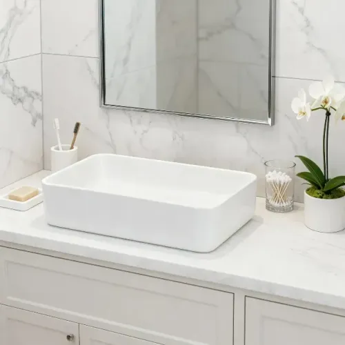 Cuba De Louça Porcelana Retangular Banheiro 48x37 Apoio Pia