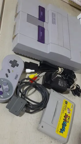 Super nintendo + mario picross original famicom + fonte e cabos