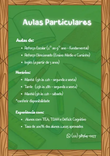 REFORÇO ESCOLAR E AULAS INGLÊS 