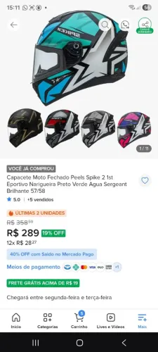 VENDO CAPACETES SEMI NOVOS