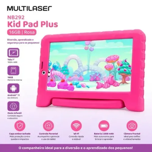 Tablet Infantil Multilaser Rosa 16GB Wi-Fi Tela HD 7? Aprendizado e Diversão