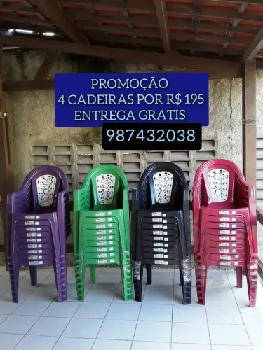 CADEIRA DE PLASTICO 4 POR R$ 195 X ENTREGO C HOJE