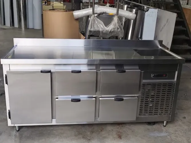 Balcão Refrigerado 2850mm 5 Portas Inox Operação Contínua
