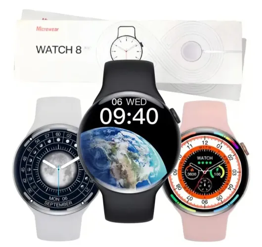 Smartwatch Microwear W8 Pro Redondo 46mm Rosa Bluetooth IP68 Android iOS