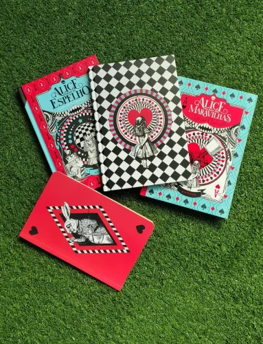 Kit Alice no Pais das Maravilhas, Alice Através do Espelho, Scketchbook e Reading Journal