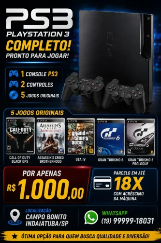 Ps3 com jogos originais, INDAIATUBA
