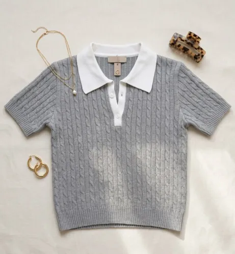 Blusa tricô de gola