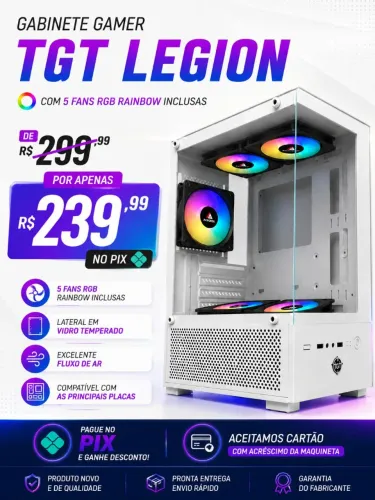 Gatinha gamer TGT Legion Branco com 5 fans