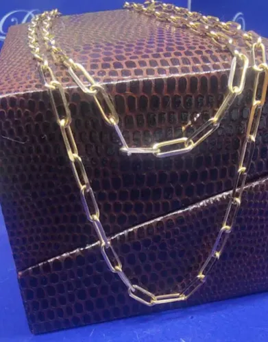 Cordão Cadeado Maciço Detalhes Kininha Masculino Ouro 18 Kilates Peso 14.15 Gramas 3 mm 70