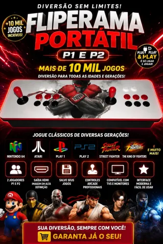 Fliperama Portátil + De 10 Mil Jogos
