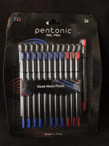 Kit 24 Canetas Pentonic Azul Preta e Vermelha
