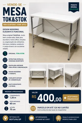 VENDE-SE MESA TOK&STOK PARA ESCRITÓRIO / HOME OFFICE