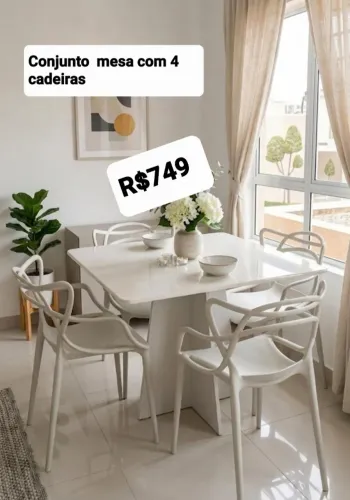 CONJUNTO MESA COM 4 CADEIRAS NOVAS DE FABRICA MESMO MODELO DA FOTO PAGAMENTO SÓ NO ATO