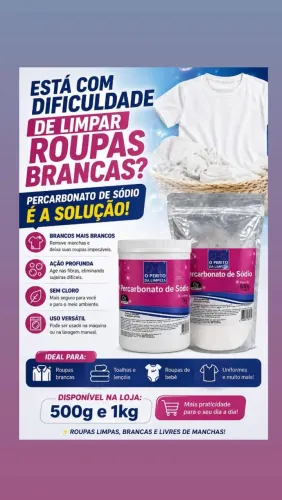 Percarbonato de sódio 1Kg tira manchas