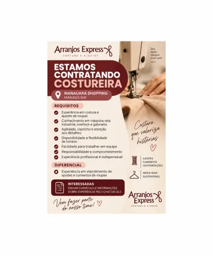 VAGA PARA COSTUREIRA Profissional