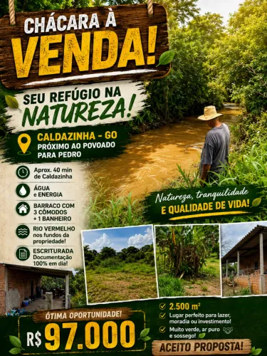 CHÁCARA À VENDA - 2.500 m² - CALDAZINHA/GO