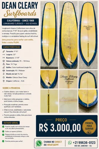 Longboard 9,10 Dean Cleary California