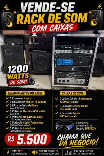 Rack de som completo com caixas