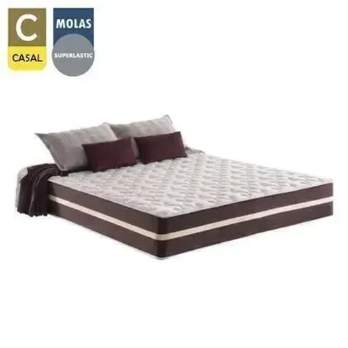 Cama Box Baú Casal 138 Tecido Sintético Preto com Colchão Little Angel Bello Box