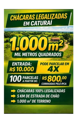 CHACARAS DE MIL METROS LEGALIZADA ENTRADA FACILITADA