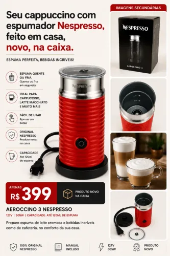 Espumador de Leite Nespresso - Novo