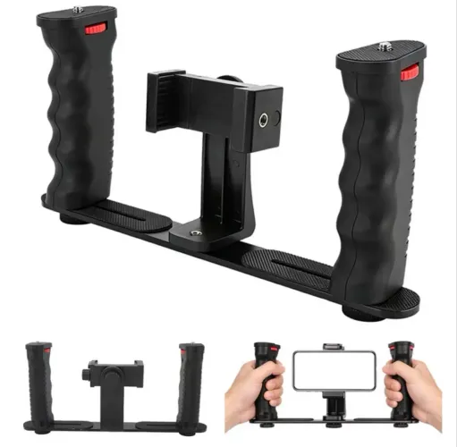 Suporte Estabilizador para Celular (Suporte Plus)de 1/4 Suporta Luz Led e Microfone