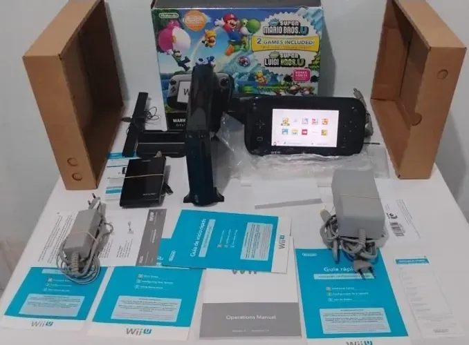 Nintendo Wii U Mario & Luigi deluxe set na caixa serial batendo
