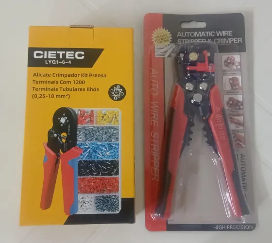 alicate decapador e crimpador + 1200 terminais Ilhós
