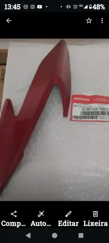BANANINHA LADO DIREITO VERMELHO METÁLICO CB300F 2025