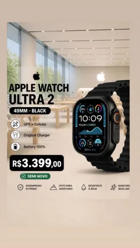 Apple Watch Ultra 2 Black 49MM Com Nota Fiscal e Carregador Original Impecável