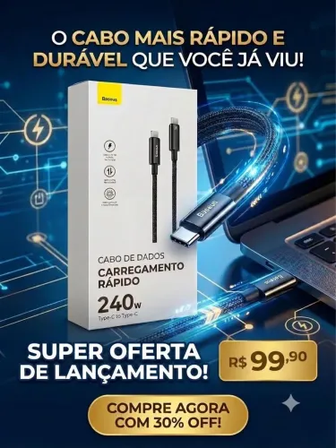 Cabo Turbo Tipo-c P/ Tipo-c Baseus Tungsten Gold 240w 3m Cor Preto