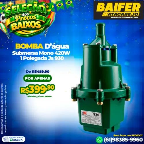 Bomba Dágua Submersa Mono 420W 1 Polegada Js 930 