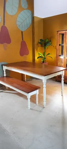 Mesa madeira com banco madeira