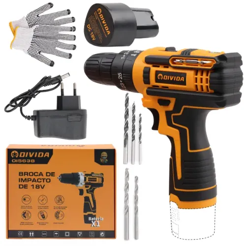 Furadeira Parafusadeira 18v Sem Fio Com Bateria Recarregável