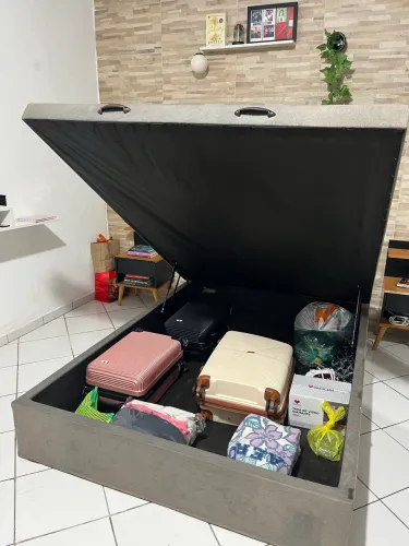 Kit cama casal box baú + mesinhas de cabeceira