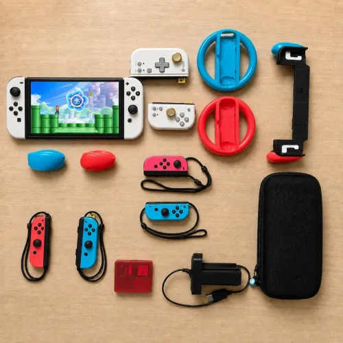 Nintendo Switch OLED 300GB + 6 Controles + Acessórios