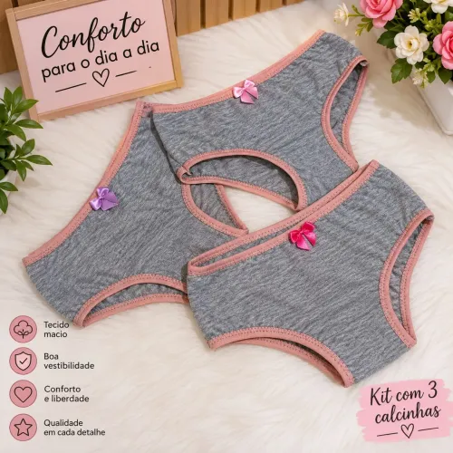 Kit 3 calcinhas infantil tam 2-3-4-5