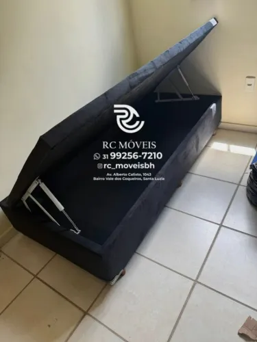 Cama box Baú Para solteiro 88x1.88 Blindado com Pistão a Gás