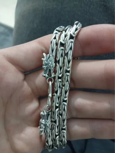 Corrente Bali ponto peruano fecho dragão 4mm x 60cm prata 925   