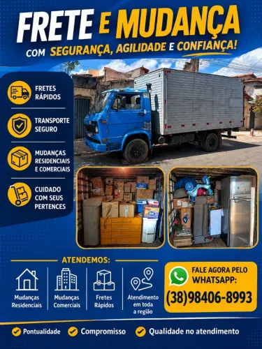 Frete mudança caminhão baú a partir R$ 250,00