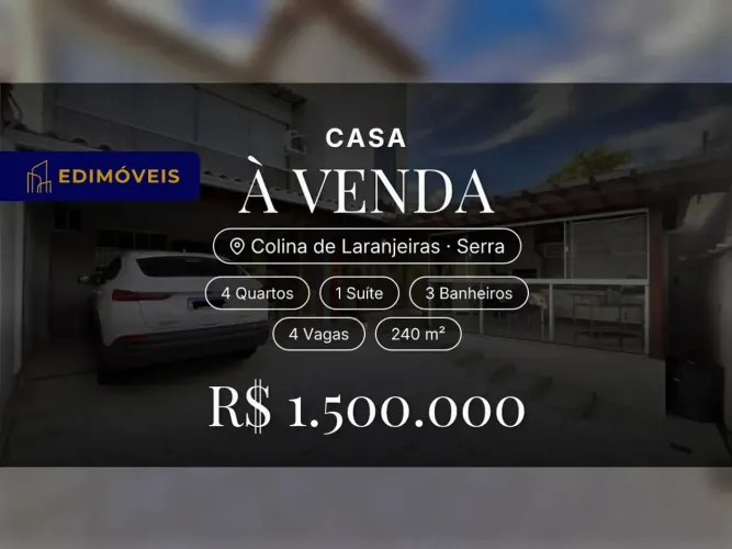 Oportunidade em Colina de Laranjeiras: Casa 4 quartos com suíte e varanda, não perca!
